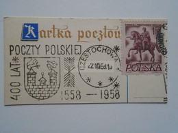 D176426  Poland Polska   Cover  Cut Out  Cancel  1958 Czestochowa 1558-1958 - Otros & Sin Clasificación