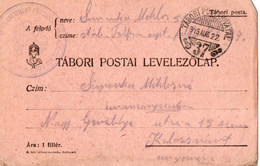 A131  -  TABORI POSTA LEVELEZOLAP INFANTERIEREGIMET STAMP TO KOLOSVAR CLUJ   ROMANIA 1WW 1916 - Storia Postale Prima Guerra Mondiale