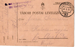 A137 -  TABORI POSTAI LEVELEZOLAP STAMP INFANTERIEREGIMENT TO KOLOSVAR CLUJ APAHIDA ROMANIA 1WW 1917 - World War 1 Letters