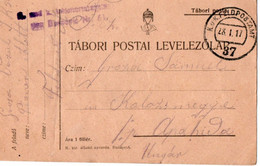 A137 -  TABORI POSTAI LEVELEZOLAP STAMP INFANTERIEREGIMENT TO KOLOSVAR CLUJ APAHIDA ROMANIA 1WW 1917 - Lettres 1ère Guerre Mondiale