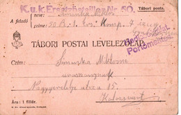 A139  -  TABORI POSTAI LEVELEZOLAP ERSATZBATAILLON NR. 50 STAMP  TO KOLOSVAR CLUJ  ROMANIA 1WW 1917 - 1ste Wereldoorlog (Brieven)