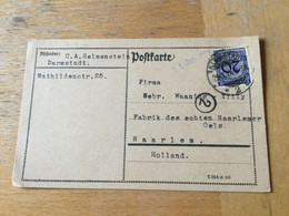 K13 Deutsches Reich 1924 Karte Von Darmstadt Nach Haarlem Niederlande - Lettres & Documents