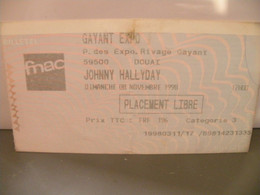 Billet Ticket Concert J Hallyday Douai 8/11/1998 - Konzertkarten