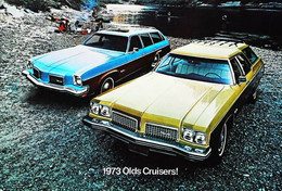 ► Automobile Publicité OLDSMOBILE -  Cruiser Wagon 1973  USA  - Maxi Carte 17 X 12  Cm - Rutas Americanas