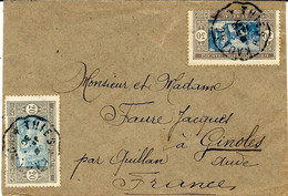 1930- Enveloppe De Kombolé Affr. à 50 C Oblit. Convoyeur De Ligne THJES A KAOLAC - Storia Postale