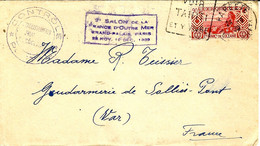1939- Enveloppe Affr.à 90 C Oblit. DAGUIN " VOIR / TAHITI / ET Y VIVRE + Contrôle Postal + PUB " 4è Semaine ............ - Lettres & Documents