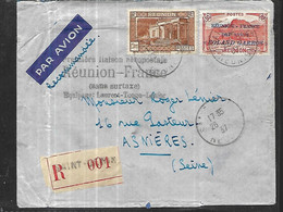 Réunion France  Première Liaison Aéropostale LETTRE  En Recommandé Du 26 01 1937  De Saint - Denis   Pour Asnières - Lettres & Documents