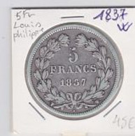 5 Frs 1837W  Louis Philippe Tête Laurée  Argent - 5 Francs