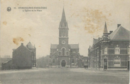 19. ECAUSSINES-CARRIERES : L'Eglise Et La Place - RARE VARIANTE - Cachet De La Poste 1925 - Ecaussinnes