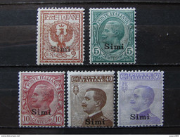 ITALIA Colonie Egeo Simi-1912- "Italia Sopr." 5 Val. MH* (descrizione) - Ägäis (Simi)