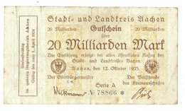 Aachen 20 Milliarden Mark 12/10/1923 Serie A	VVF - Non Classés