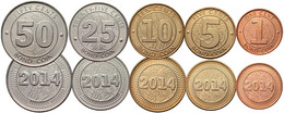 ZIMBABWE CURRENCY SET 1, 5, 10, 25, 50 CENTS BOND COINS 2014 UNC - Simbabwe