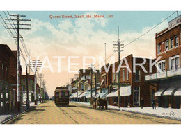QUEEN STREET SAULT STE. MARIE ONTARIO OLD COLOUR POSTCARD CANADA PUB. FOR CANADIAN PACIFIC RAILWAY NEWS SERVICE - Londen