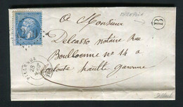 Rare Lettre De Mirepoix Sur Tarn Par Villemur Sur Tarn ( Haute Garonne 1865 ) Pour Toulouse - 1849-1876: Période Classique
