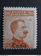 ITALIA Colonie Egeo Caso-1917- "Italia Sopr." C. 20 Senza Filigrana MH* (descrizione) - Aegean (Caso)