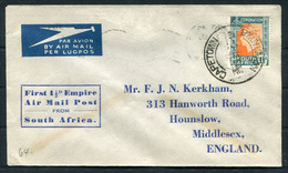 1937 South Africa First Flat Rate Empire Air Mail Post Rate Flight EAMS Cover. Capetown - England - Poste Aérienne