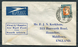 1937 South Africa First Flat Rate Empire Air Mail Post Rate Flight EAMS Cover. Capetown - England - Aéreo