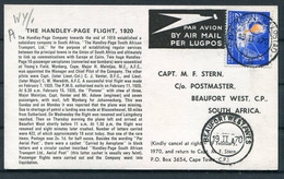 1970 South Africa The Handley-Page Flight Postcard. Airmail Capetown - Beaufort West - Poste Aérienne