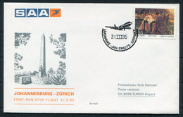 1985 South Africa / Switzerland SAA First Flight Cover Johannesburg - Zurich - Posta Aerea