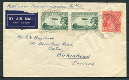 1930s Airmail Outer Harbour, South Australia - Birkenhead England Via Karachi. Blue Funnel Line Cover - Cartas & Documentos