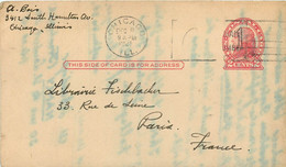 Entier Postal De 1921 From Chicago To Paris - 1921-40