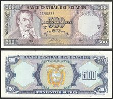 ECUADOR - 500 Sucres 1988 P# 124A UNC America Banknote - Edelweiss Coins - Equateur