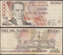 ECUADOR - 10.000 Sucres 1988 P# 127a America Banknote - Edelweiss Coins - Ecuador