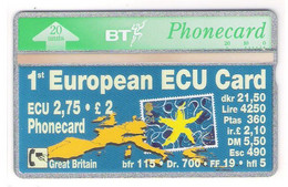 UK - BT - 1st European ECU Card - Stamp - Briefmarke - 231F - Mint - BT Emissioni Straniere