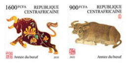 Centrafrica 2020, Year Of The Ox, 2val IMPERFORATED - Astrology