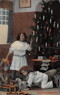 Carte Postale Fantaisie NOËL-Weihnachten Enfants Avec Sapin Et Jouet - Autres & Non Classés