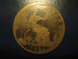 One Penny 1886 Queen Victoria Bronze Coin UK England Great Britain - Andere & Zonder Classificatie