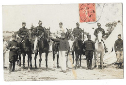 NIMES (30) Carte Photo Camp Groupe De Militaires à Cheval Gros Plan - Nîmes