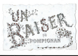 POMPIGNAN (30) Carte Fantaisie à Paillettes Un Baiser - Sonstige & Ohne Zuordnung