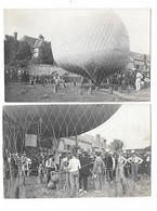 MONDOUBLEAU (41) Ensemble De 2 Cartes Photos Départ D'un Ballon Sur Le Champ De Foire RARE - Andere & Zonder Classificatie