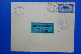 22 MAROC 1925 LETTRE PAR AVION DE CASABLANCA A ST ETIENNE CACHETS BLEUS AVIATION - Lettres & Documents