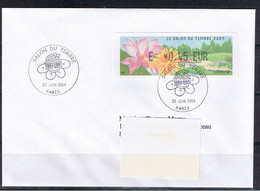 ATM, LISA1, PLI 0.45 EUR, Salon Du Timbre 2004. Fleurs, Lotus, Dalhia, Parc Floral, Paris Vincennes - 1999-2009 Illustrated Franking Labels