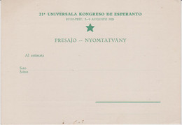 AKEO Card About 21st World Esperanto Conference In Budapest With Text In Esperanto Universala Kongreso En Budapesto 1929 - Esperanto