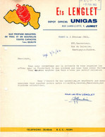 Ets. Lenglet - Depot Officiel UNIGAS - Gaz - Propane Industrielle - Jumet  Février 1962. - Elettricità & Gas