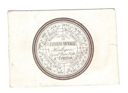 1845 Litho Handpers Kaart Janssens-Nounckele HORLOGER Grand Place Courtrai Calendrier  Montre Avance & Retarde   9 X6 Cm - Porcelaine