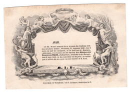 1 Carte De Décès  Heer Bernardus Dominicus Maes Zeekapiteyn  Havane 1842  36 Jaren  St. Martens Akkergem 19x13 Cm - Porcelaine