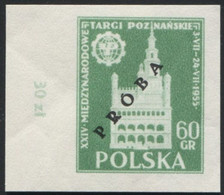 1955 Poland, Mi 915/916 Proof Of Colour, Guarantee Korszeń, City Hall Architecture Poznań International Fair MNH** P30 - Essais & Réimpressions