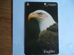 SINGAPORE USED CARDS BIRD BIRDS EAGLES - Águilas & Aves De Presa