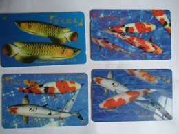 SINGAPORE  USED  SET  4CARDS  FISH FISHES - Peces