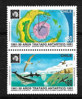 Chili  N°  1070 Et 1071  Traité De L' Antartique  Neufs * *   B/TB  - Antarktisvertrag