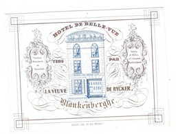 1 Carte Visite Hotel De Belle Vue Tenu Par Veuve De Rycker Blankenberge Remises & Ecuries Lith.Daveluy  14,5x10,5cm - Porcelaine