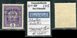 1918 Venezia Giulia  3 Heller Soprastampato MNH Sassone 1 - Venezia Giulia