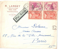 MAROC Casablanca Lettre Entête LARDER Ob 10 2 1939 90c Medersa   10 C Sefrou  Yv 142 224 Etiquette AVION - Covers & Documents