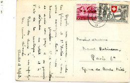 Timbres De Suisse N° 521 Et 523 Sur Carte Postale Pour La France - Cartas & Documentos