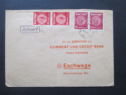 Israel 1954 Stempel: Antwort Brief An Die Direktion Der Commerz Und Credit Bank Filiale Eschwege - Cartas & Documentos