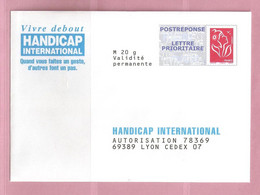 France, Prêt à Poster Réponse, 3734A, Postréponse, Handicap International, Marianne De Lamouche - PAP : Antwoord /Lamouche
